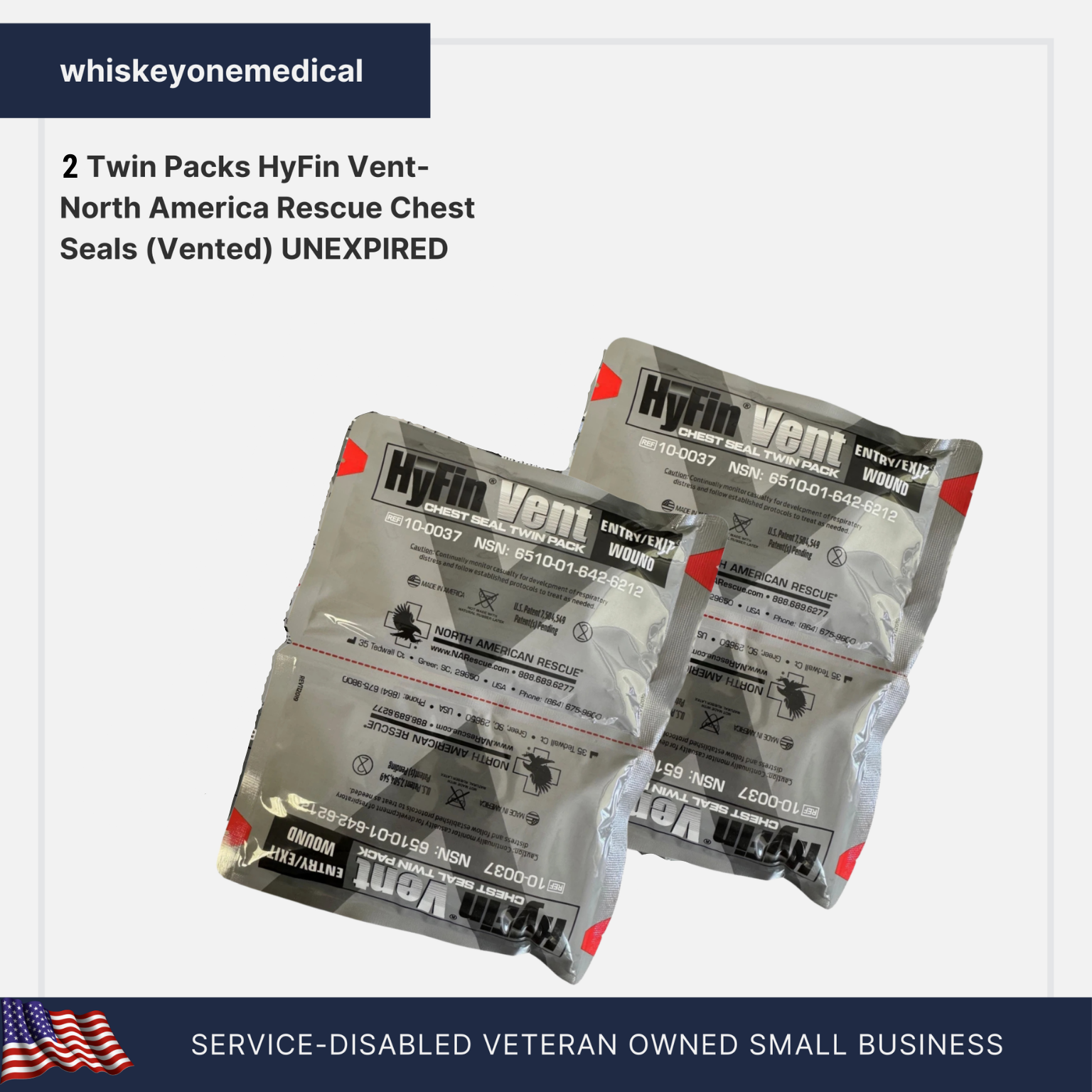 2 Pack- North America Rescue Twin Packs Chest Seals (Vented)