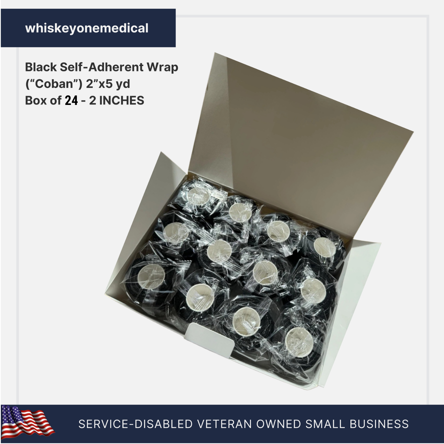 Box of 24- Black Coban 2”x 5 Yd